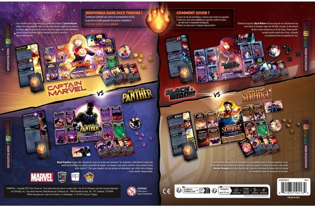 Marvel Dice Throne - Black Panther, Captain Marvel, Black Widow, Dr Strange