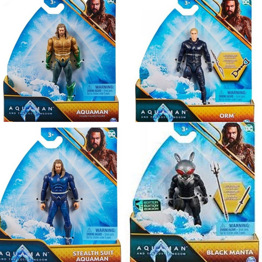 Lot de 4 figurines DC Aquaman and the Lost Kingdom – Mattel (Aquaman, Orm, Stealth Suit Aquaman, Black Manta)