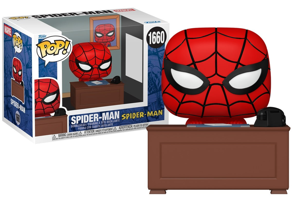 Pré-commande Pop MARVEL MEME - POP Premium N° 1660 - Spider-Man avec bureau