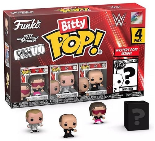 Bitty Pop! WWE – Pack 4 figurines (Bret Hart + Pop Mystère)